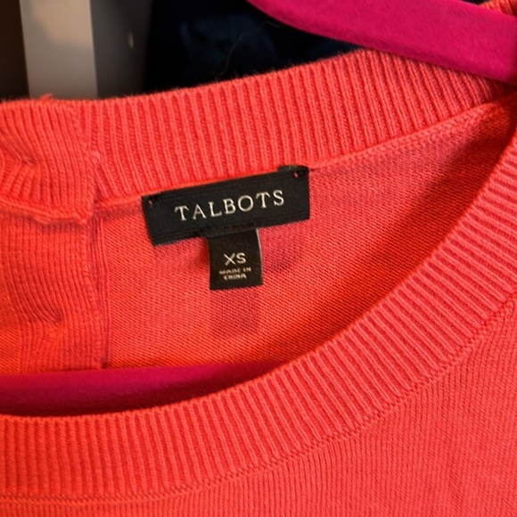 Talbots coral & white/blue striped 3/4 quarter length sleeve sweater size XS - Picture 2 of 3